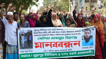 জেলা কৃষকদলের সদস্য সচিবের  বিরুদ্ধে মানববন্ধন